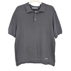 Jean-Michel Basquiat Pique Knit Polo Shirt Mens‎ L Black Short Sleeve Streetwear
